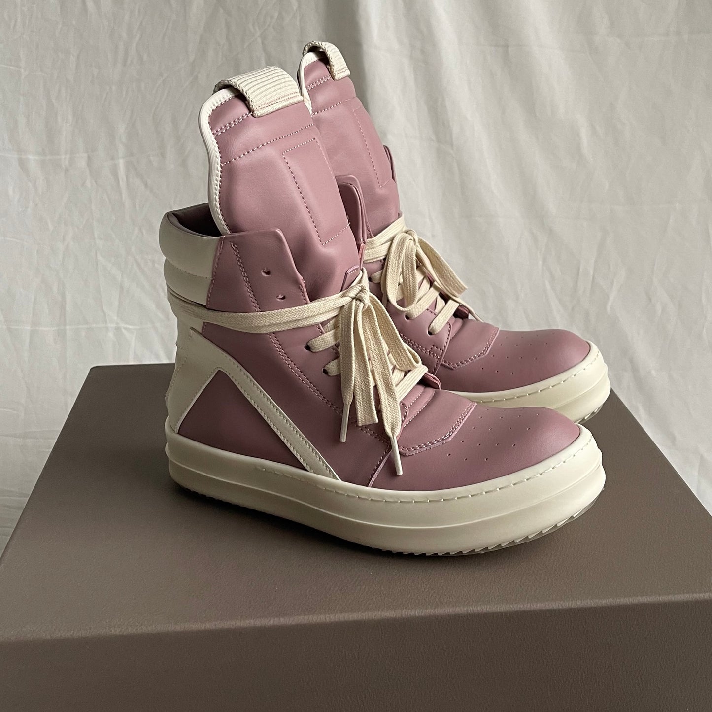 Rick Owens Geobasket Leather High-Top Sneakers