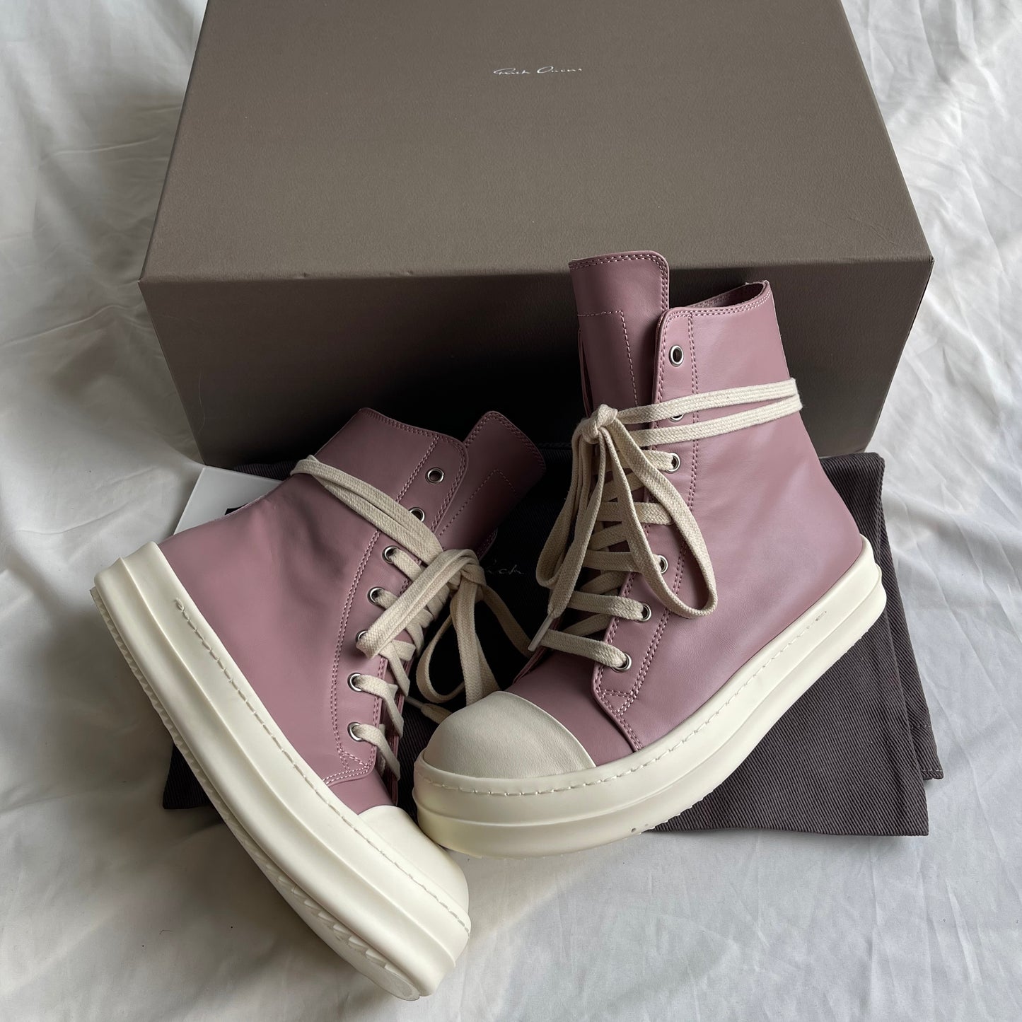 Rick Owens Pink High Sneakers