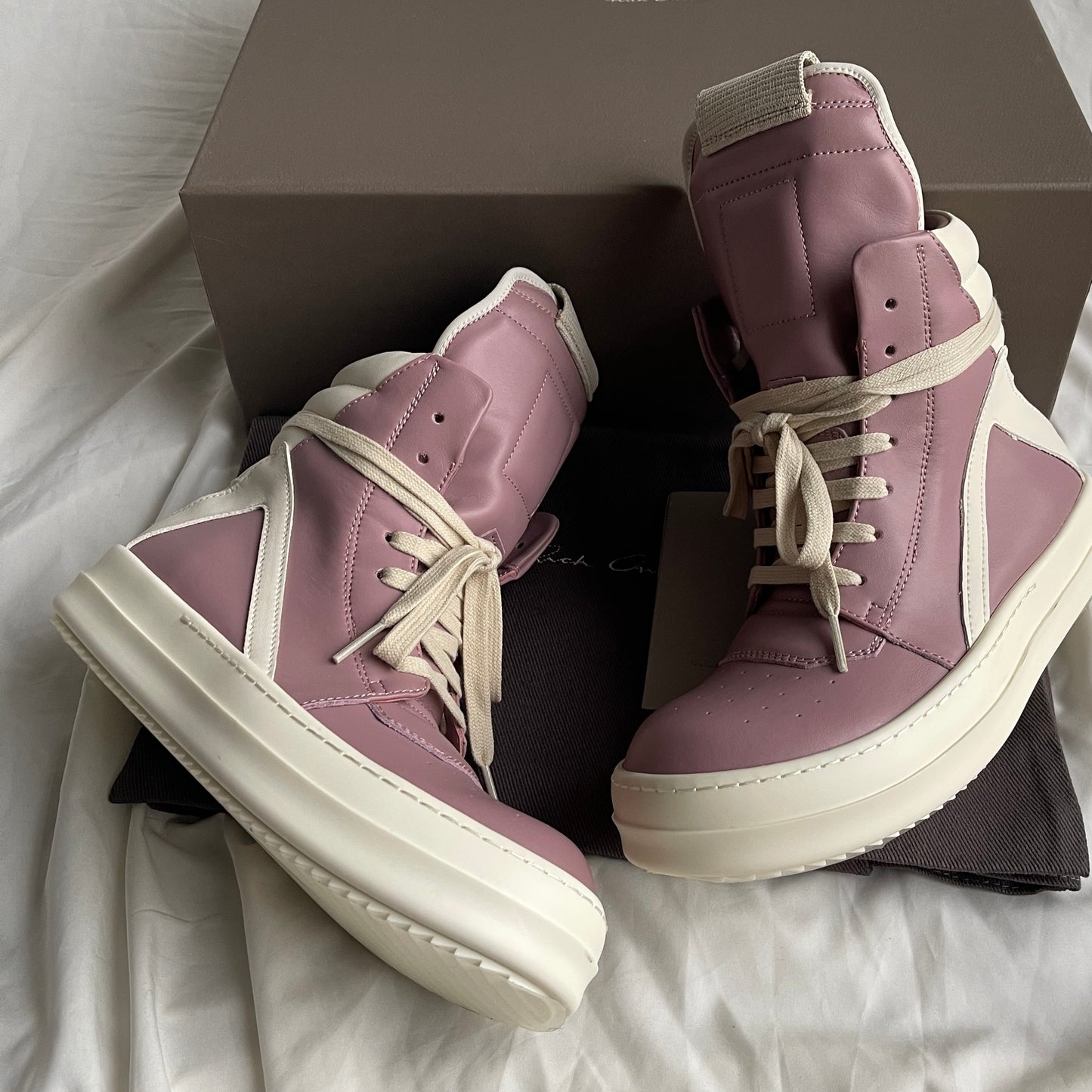 Rick Owens Geobasket Leather High-Top Sneakers