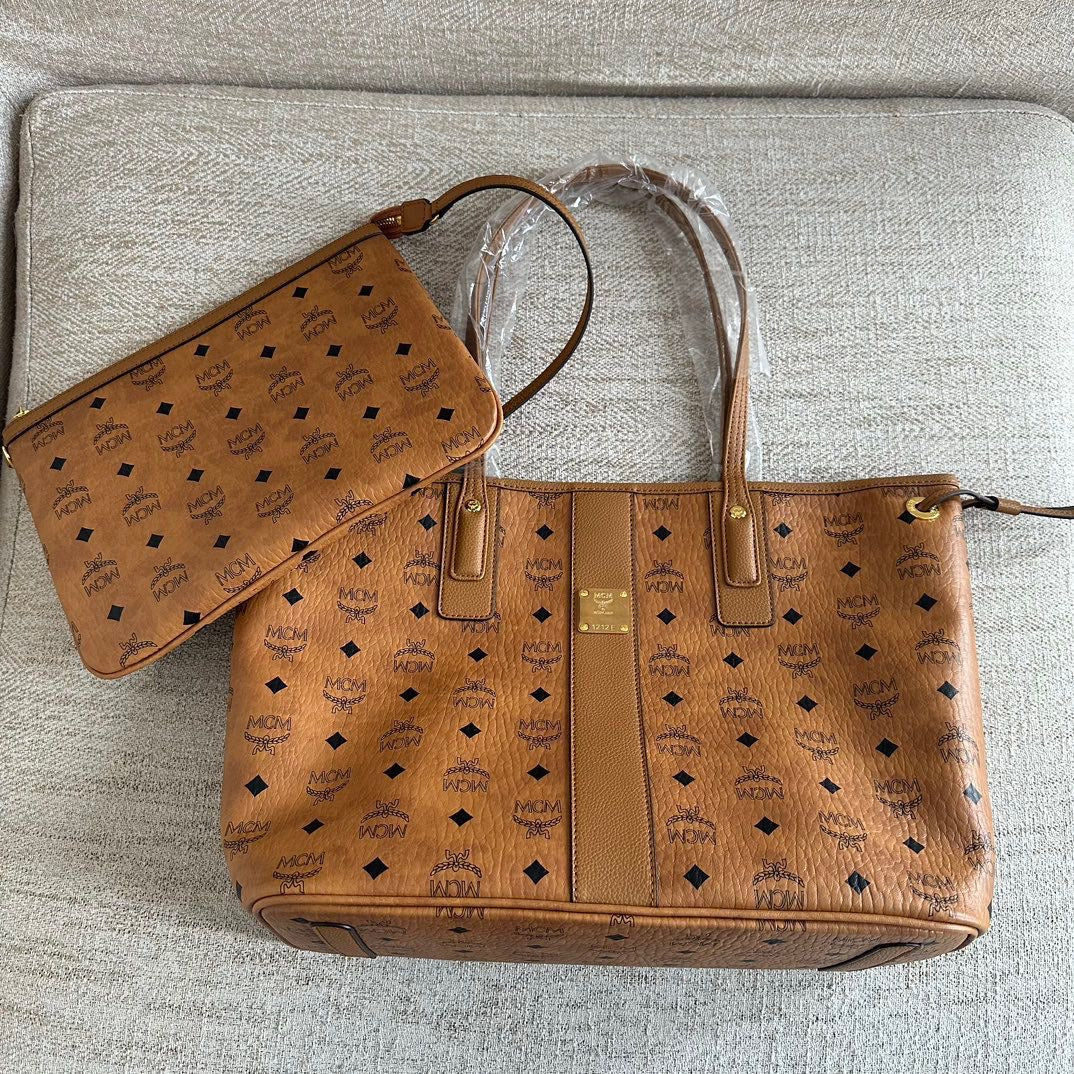 MCM Visetos Medium Shopper Tote Bag