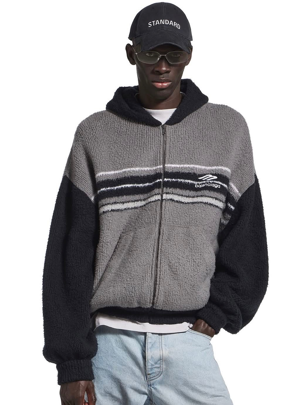Balenciaga Men's Fluffy Zip-Up Hoodie