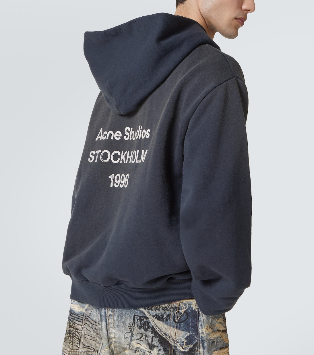 ACNE STUDIOS Stockholm Oversize Distressed Graphic Hoodie In Black
