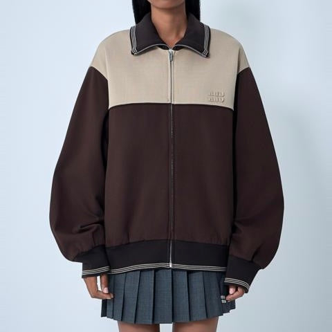 Miu Miu knitted-cuffs zip-front sweatshirt