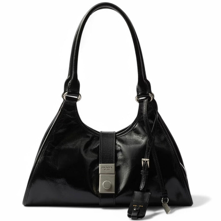 Prada Black Soft Lux Leather Medium Tote Bag