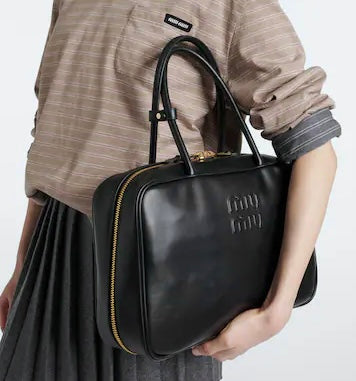 MIU MIU Black Top-Handle Leather Bag