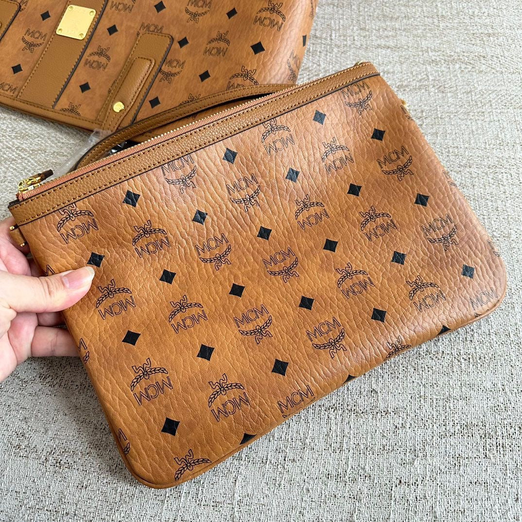 MCM Visetos Medium Shopper Tote Bag