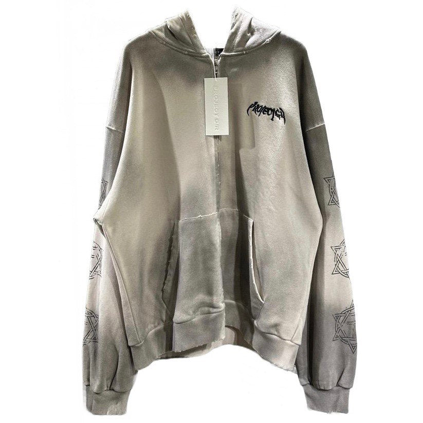 PROJECT G/R Furious Logo Applique Zip Hoodie Gray