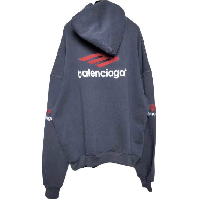 BALENCIAGA 3B Sports Icon Oversized Hoodie In Black/Red/White