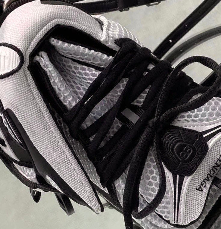 BALENCIAGA White & Black Small Sneakerhead Hourglass Bag
