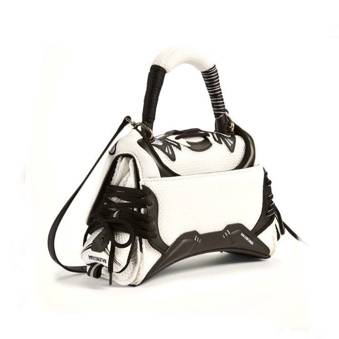 BALENCIAGA White & Black Small Sneakerhead Hourglass Bag