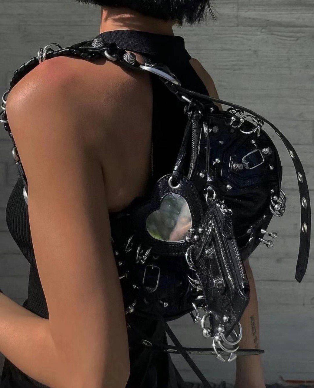BALENCIAGA LE CAGOLE XS Shoulder Bag With Piercings In Black