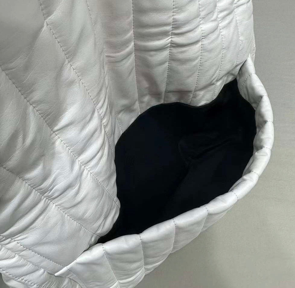 BALENCIAGA Monaco Medium White Leather Shoulder Bag