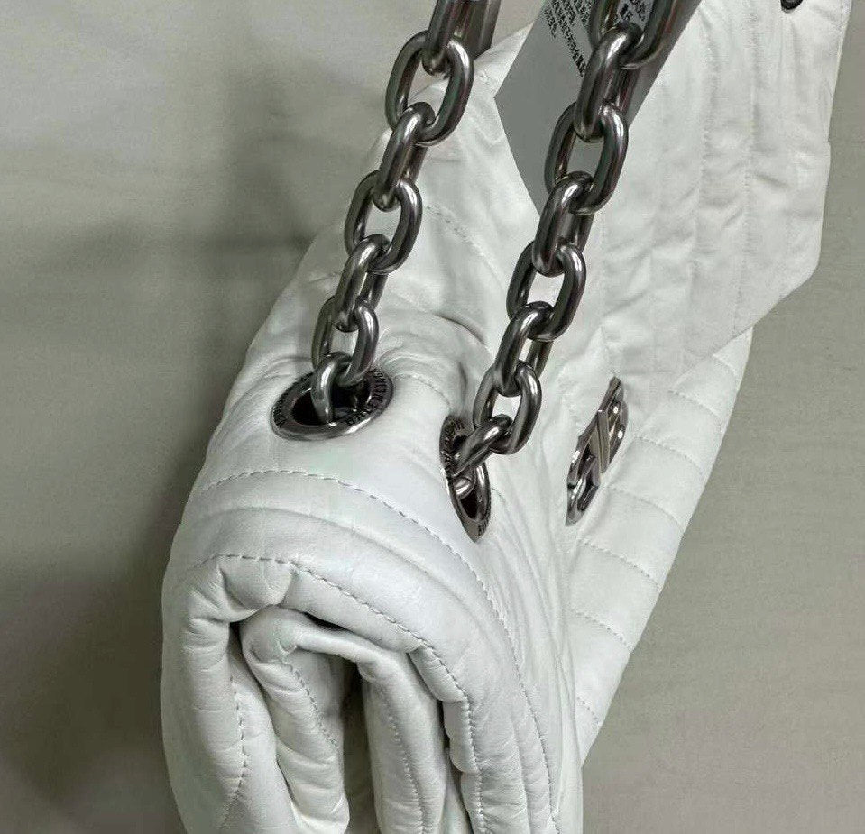 BALENCIAGA Monaco Medium White Leather Shoulder Bag
