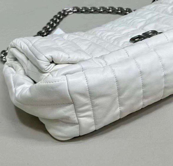 BALENCIAGA Monaco Medium White Leather Shoulder Bag