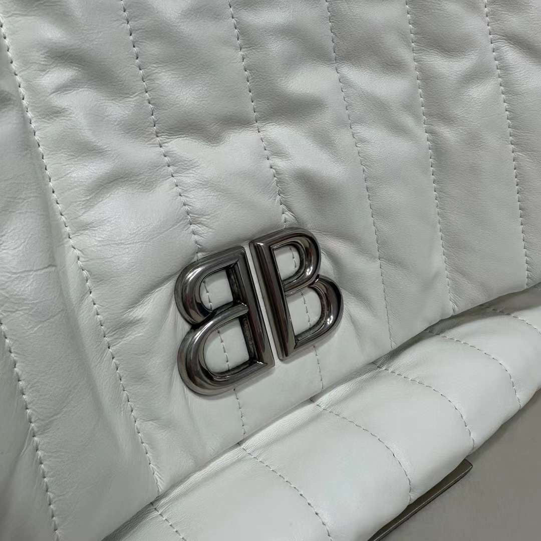 BALENCIAGA Monaco Medium White Leather Shoulder Bag