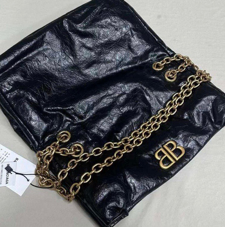 BALENCIAGA Monaco Medium Black Leather Shoulder Bag