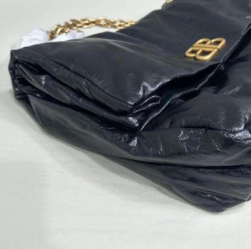 BALENCIAGA Monaco Medium Black Leather Shoulder Bag