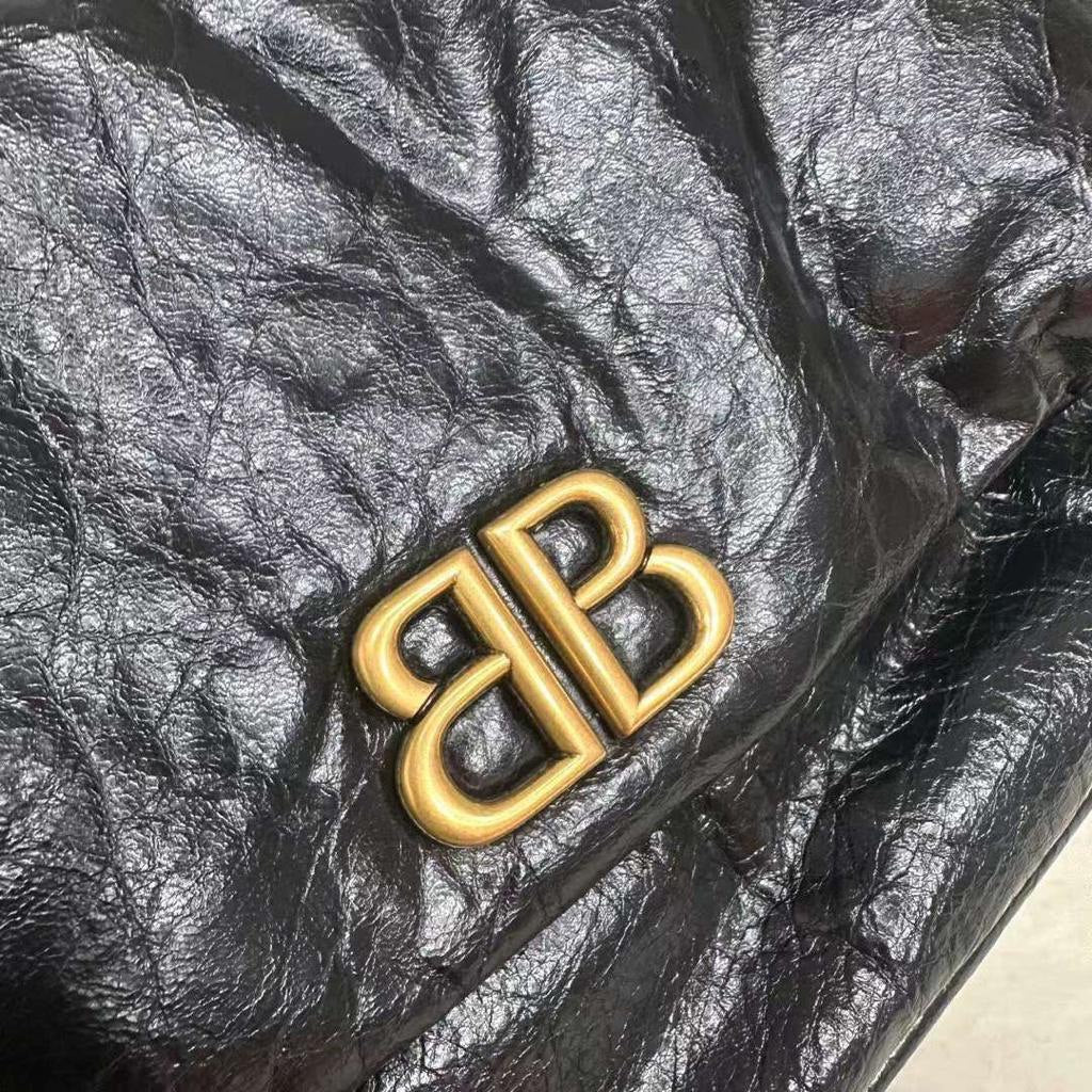 BALENCIAGA Monaco Medium Black Leather Shoulder Bag