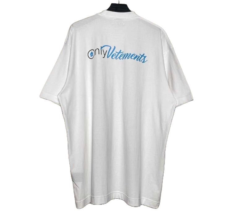 VETEMENTS Oversized Logo Print Cotton Jersey T-Shirt White