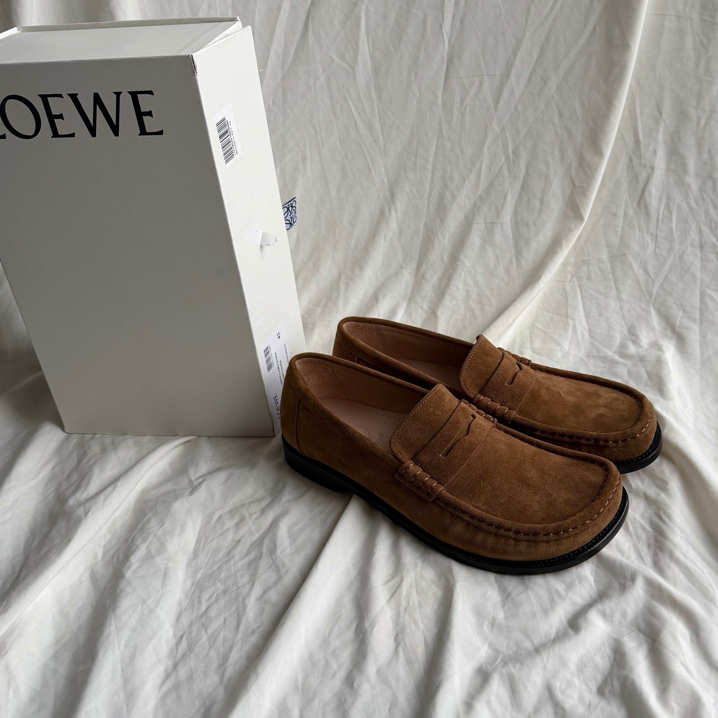 LOEWE Campo Loafers in Tobacco Suede