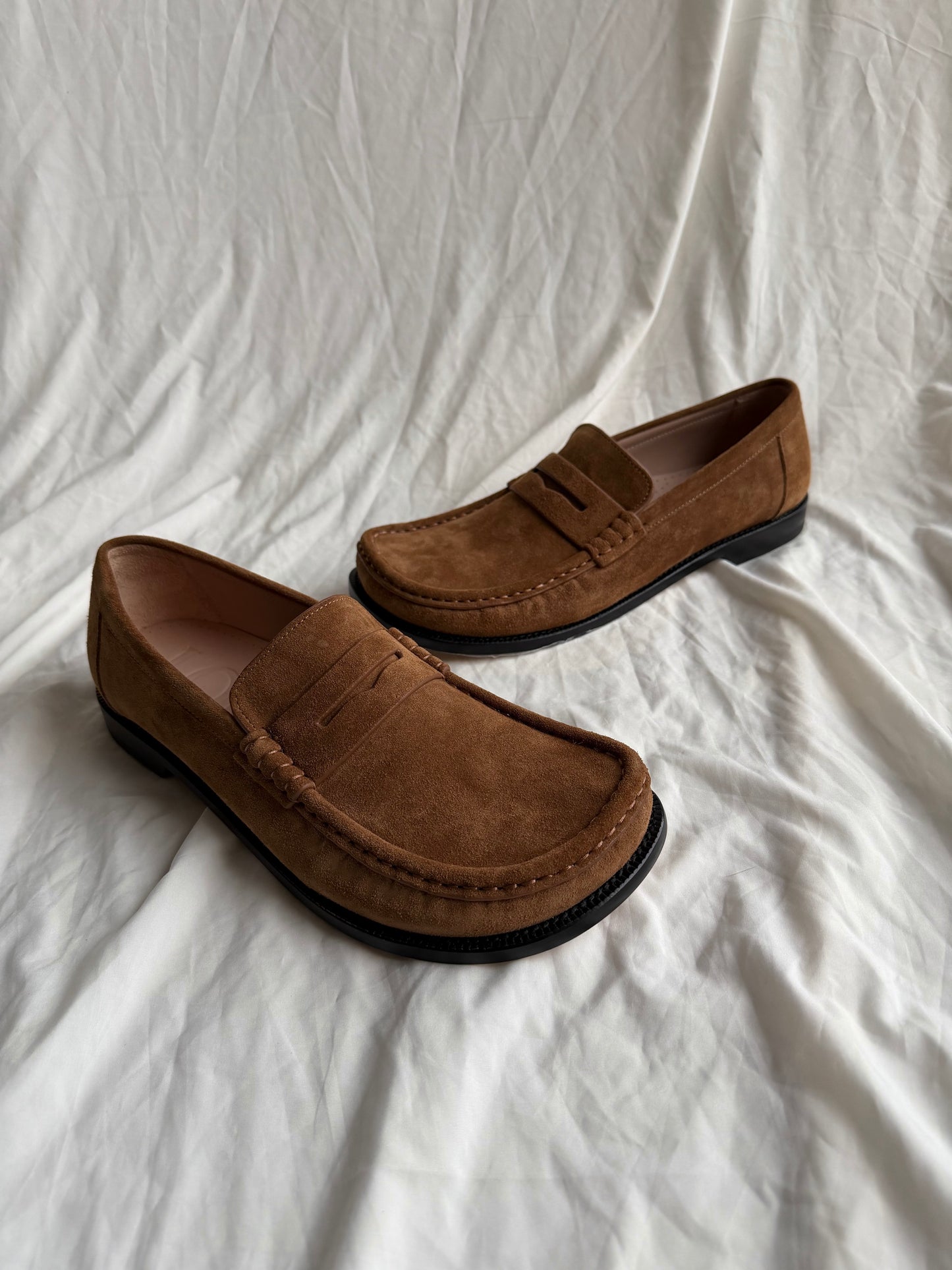 LOEWE Campo Loafers in Tobacco Suede
