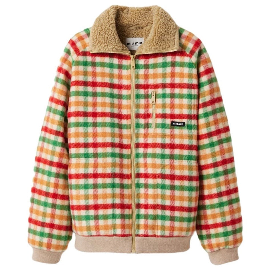 MIU MIU Women’s Fleece-lined Checked Blouson Jacket