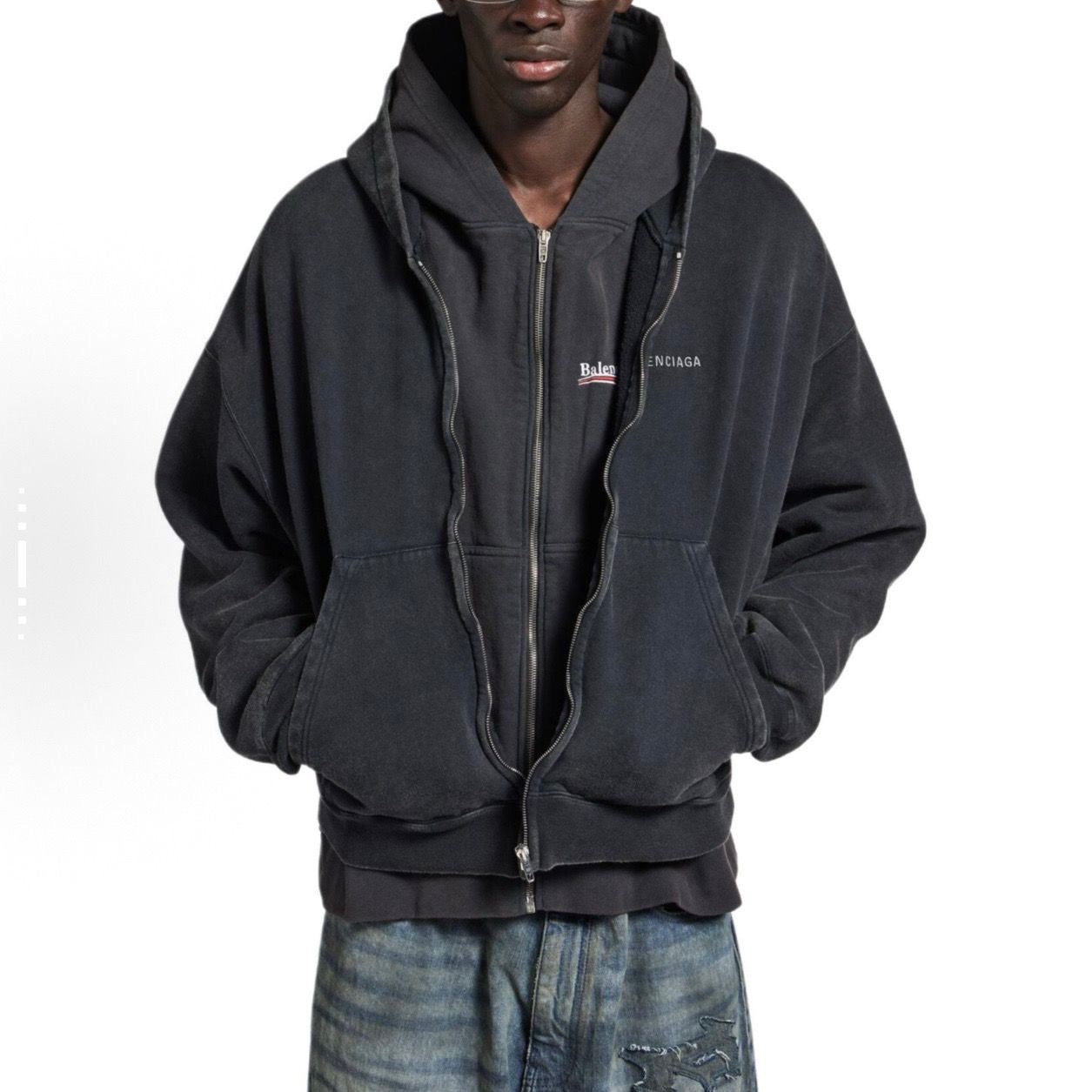 Balenciaga Layered Zip-Up Hoodie