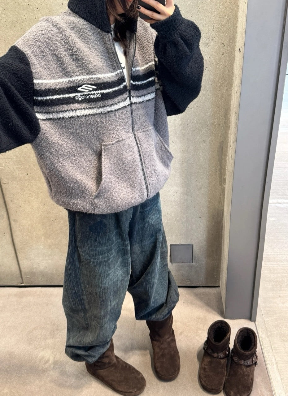 Balenciaga Men's Fluffy Zip-Up Hoodie