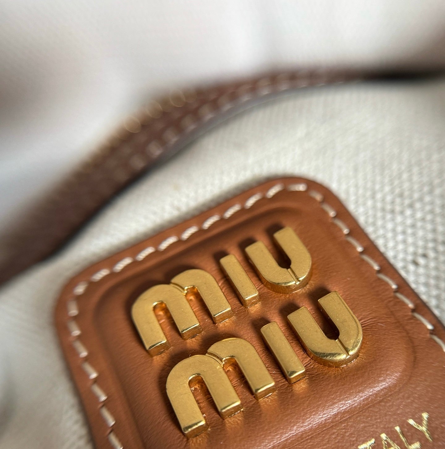 Miu Miu Ivy Canvas and Leather Tote Bag
