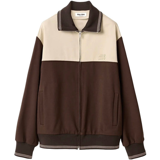 Miu Miu knitted-cuffs zip-front sweatshirt