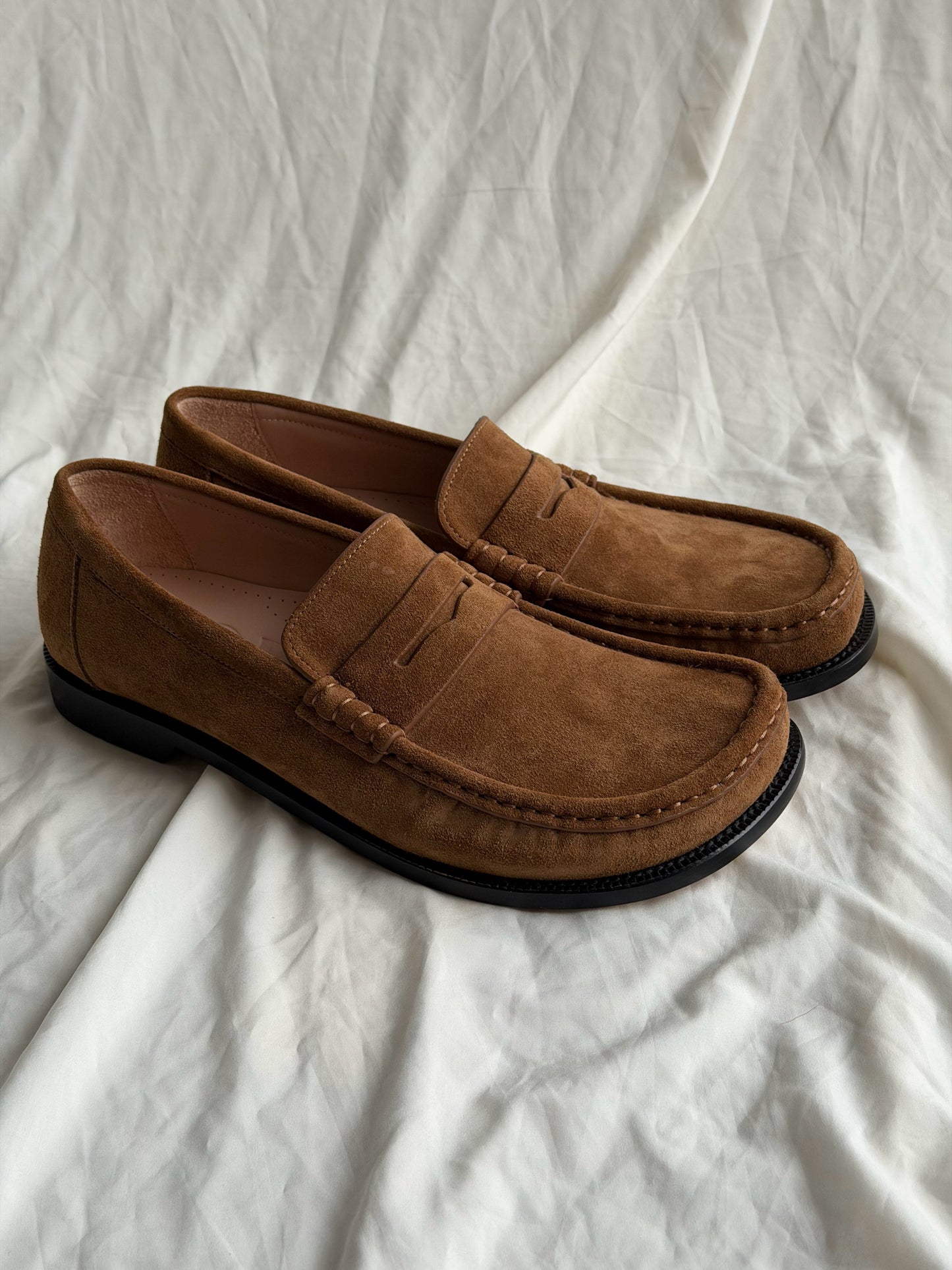 LOEWE Campo Loafers in Tobacco Suede