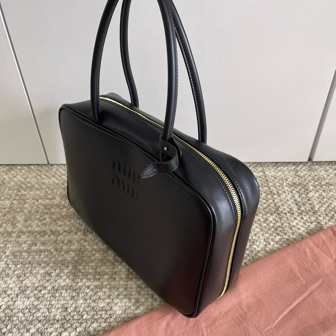 MIU MIU Black Top-Handle Leather Bag