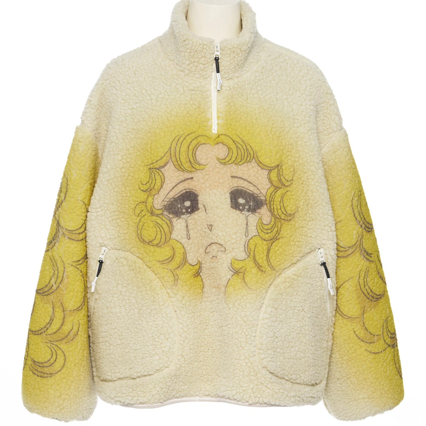 PUSHBUTTON Crying Girl Half Zip Up Sweater