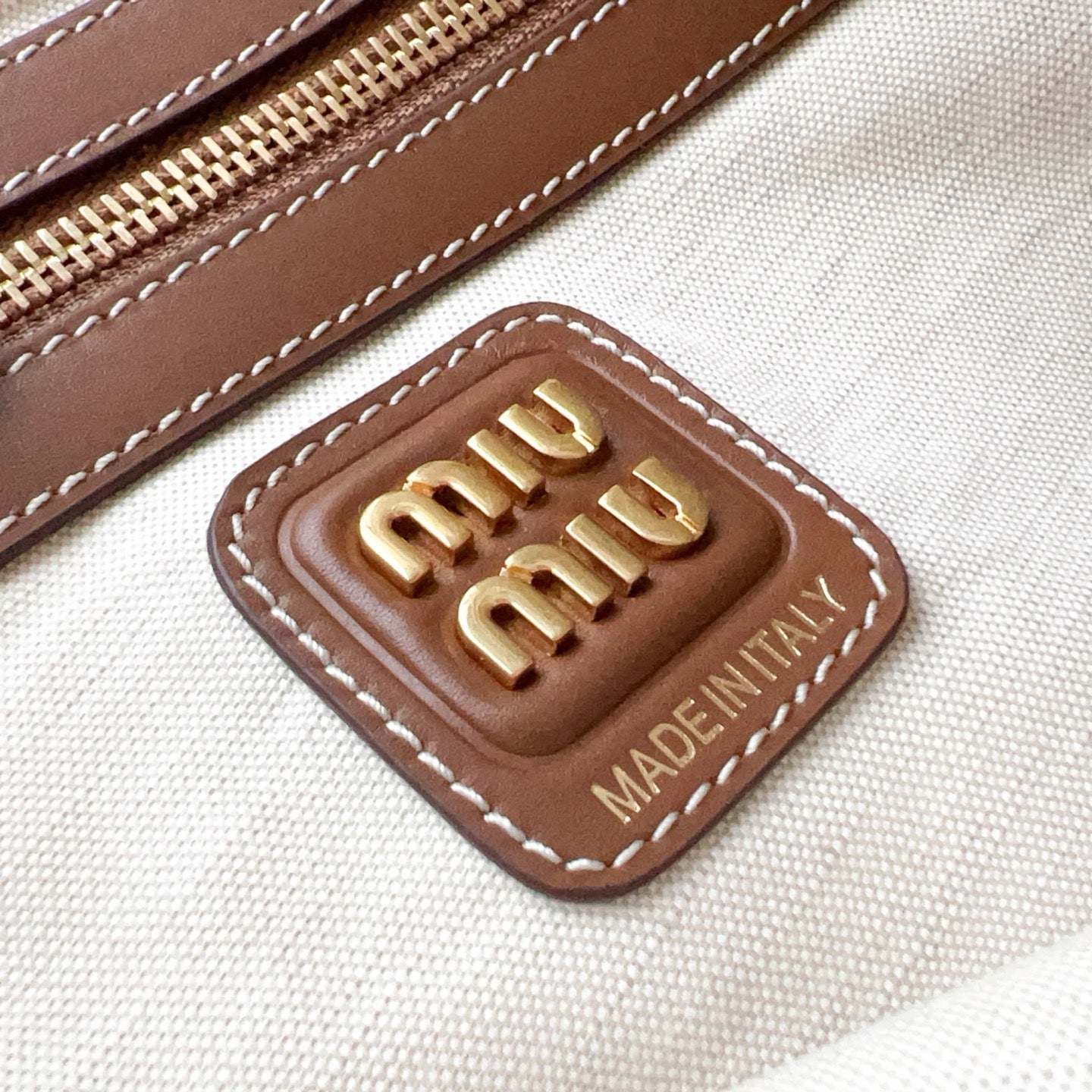 Miu Miu Ivy Canvas and Leather Tote Bag