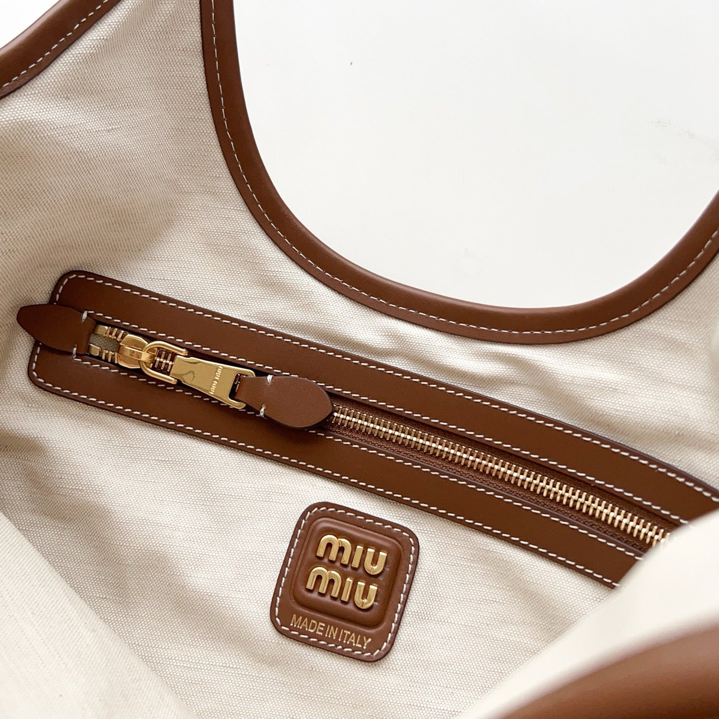 Miu Miu Ivy Canvas and Leather Tote Bag