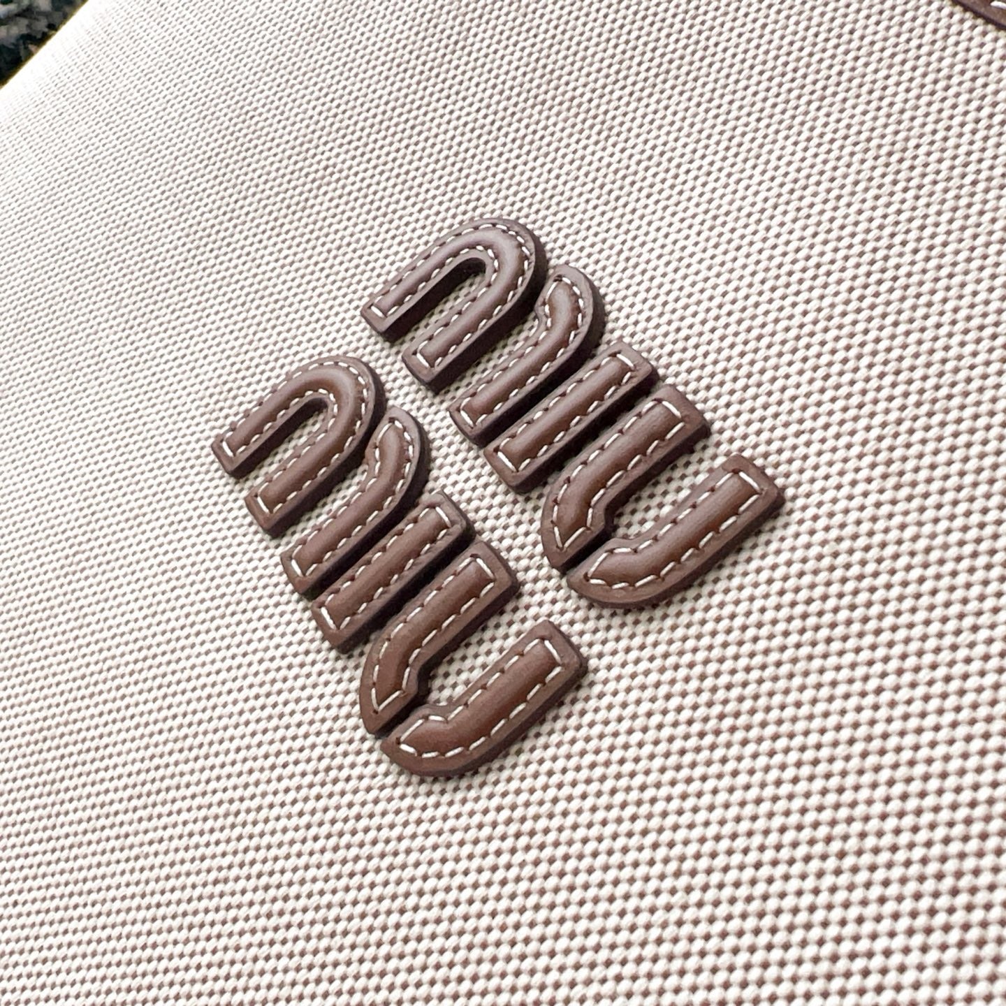 Miu Miu Ivy Canvas and Leather Tote Bag