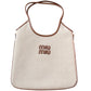Miu Miu Ivy Canvas and Leather Tote Bag