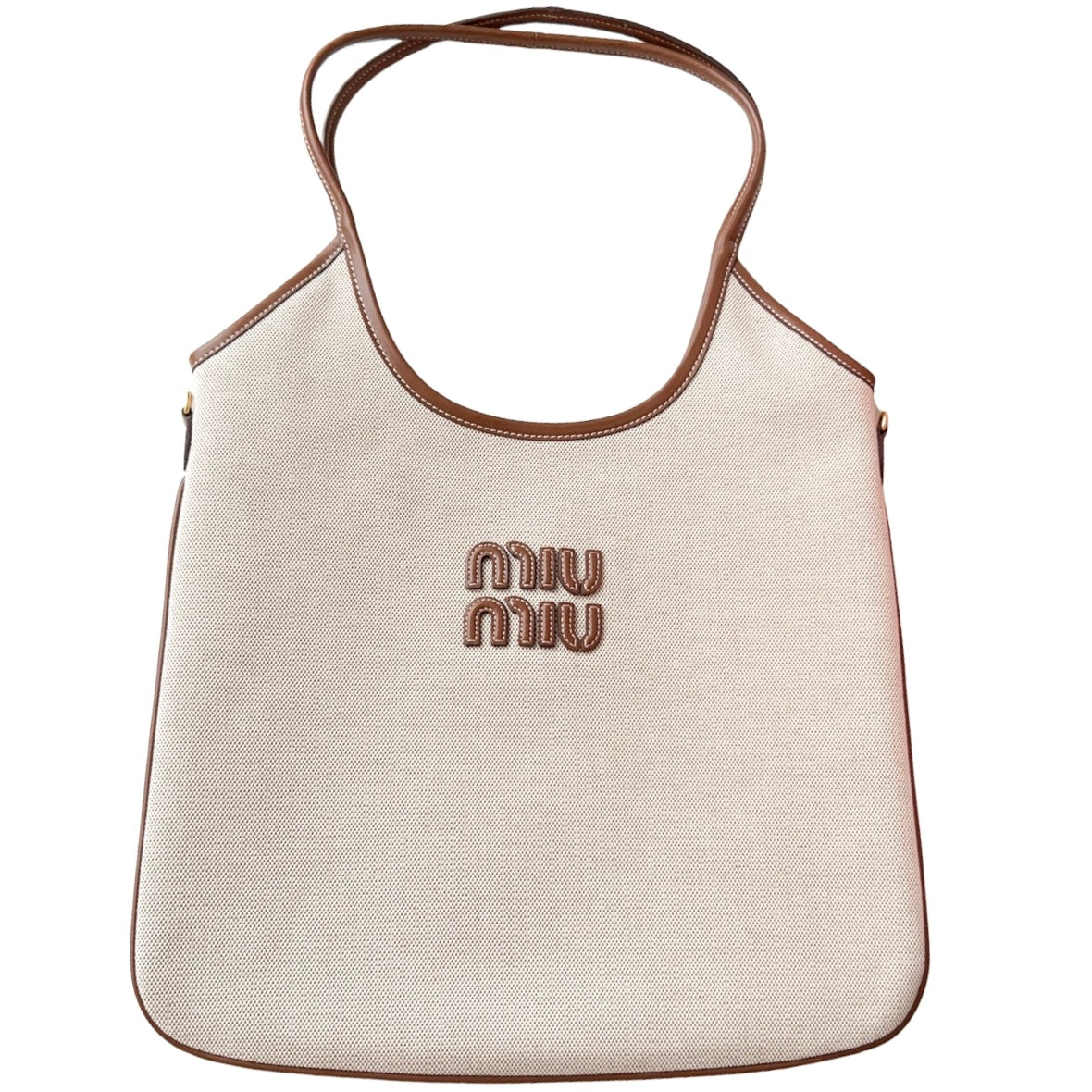 Miu Miu Ivy Canvas and Leather Tote Bag