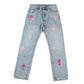 CHROME HEARTS Blue Jeans With Pink Crosses
