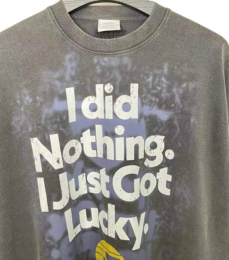 VETEMENTS Washed Black 'I Got Lucky' T-Shirt