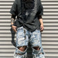 SAINT MICHAEL & NEIGHBORHOOD Distressed Printed Cotton-Jersey T-Shirt