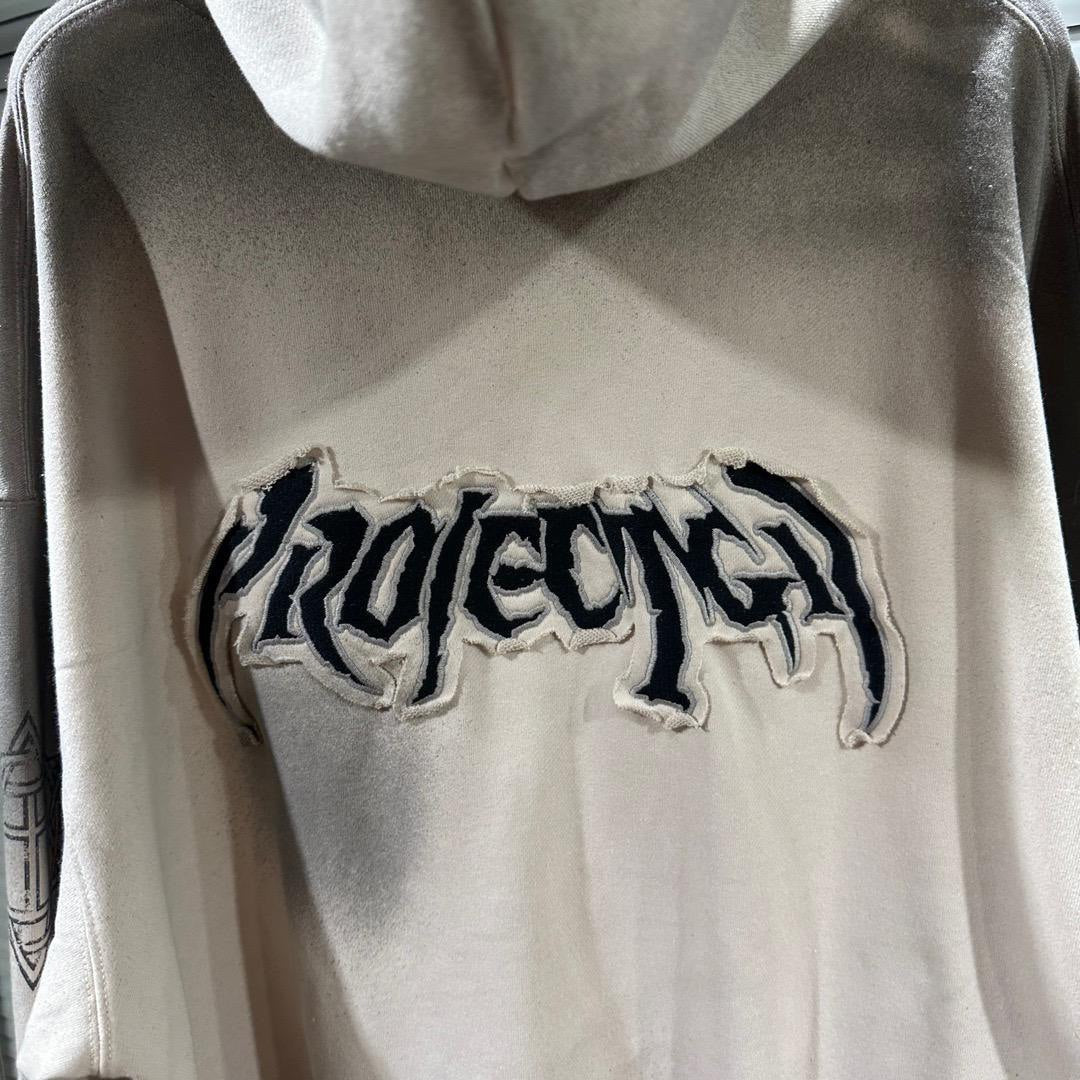 PROJECT G/R Furious Logo Applique Zip Hoodie Gray