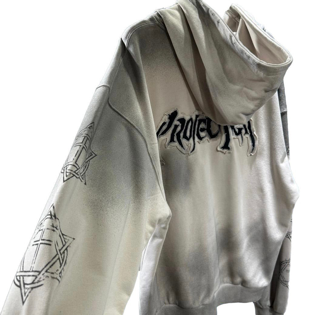 PROJECT G/R Furious Logo Applique Zip Hoodie Gray