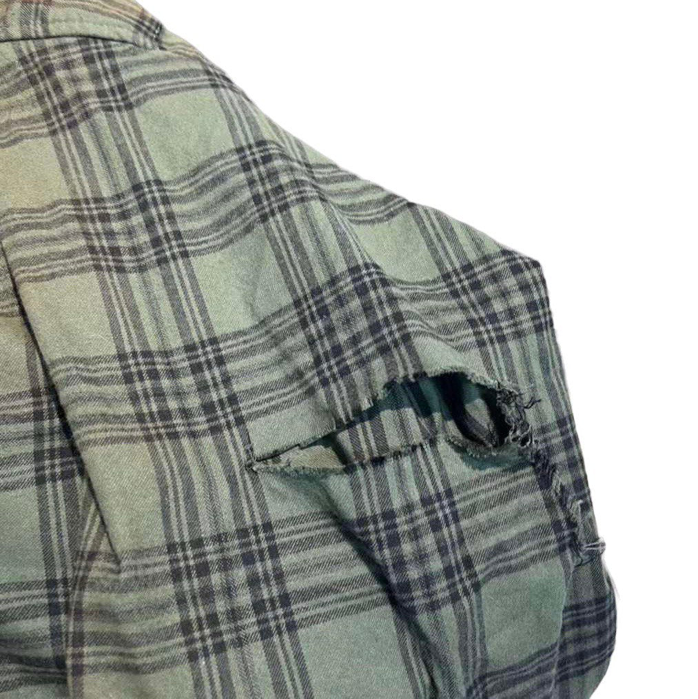 BALENCIAGA  Hooded Distressed Flannel Shirt