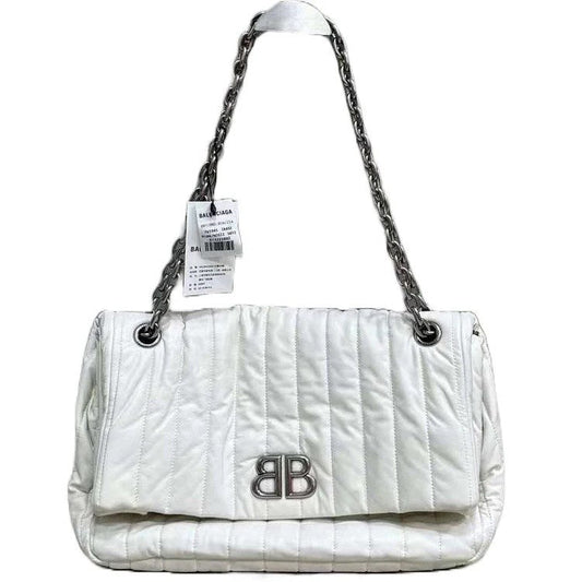 BALENCIAGA Monaco Medium White Leather Shoulder Bag