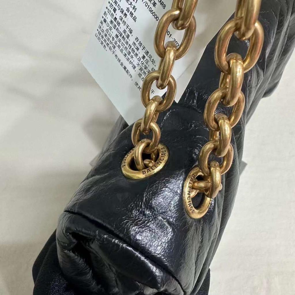 BALENCIAGA Monaco Medium Black Leather Shoulder Bag