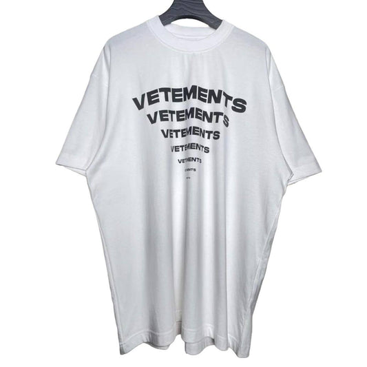 VETEMENTS Logo-Print White Cotton T-shirt